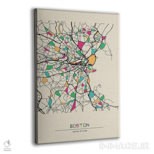 تابلو نقشه بوستون، ماساچوست اثر آیشه دنیز آکِرمان - نمای پرسپکتیو محصول