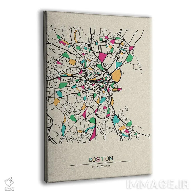 تابلو نقشه بوستون، ماساچوست اثر آیشه دنیز آکِرمان - نمای پرسپکتیو محصول