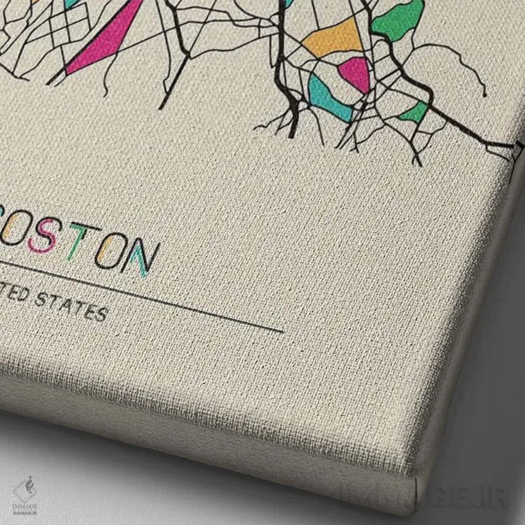 تابلو نقشه بوستون، ماساچوست اثر آیشه دنیز آکِرمان - نمای نزدیک بافت بوم