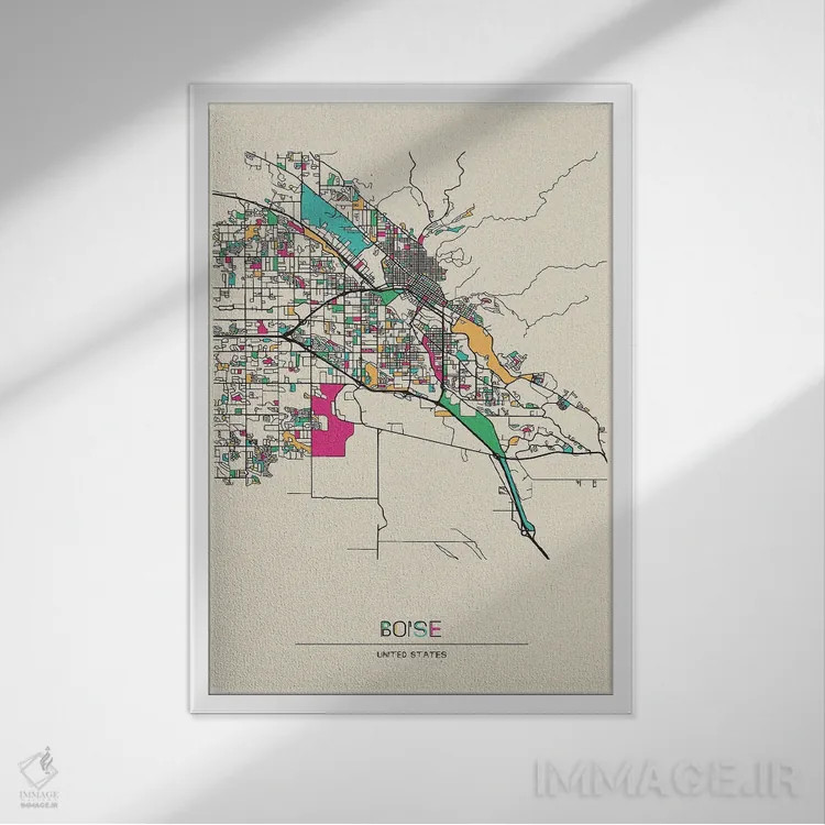 تابلو نقشه بویزی، آیداهو اثر آیشه دنیز آکِرمان - نمای قابدار سفید