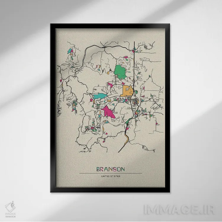 تابلو نقشه برنسون، میزوری اثر آیشه دنیز آکِرمان - نمای قابدار مشکی