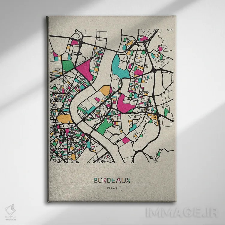 تابلو نقشه بوردو، فرانسه اثر آیشه دنیز آکِرمان - نمای روبهرو روی دیوار