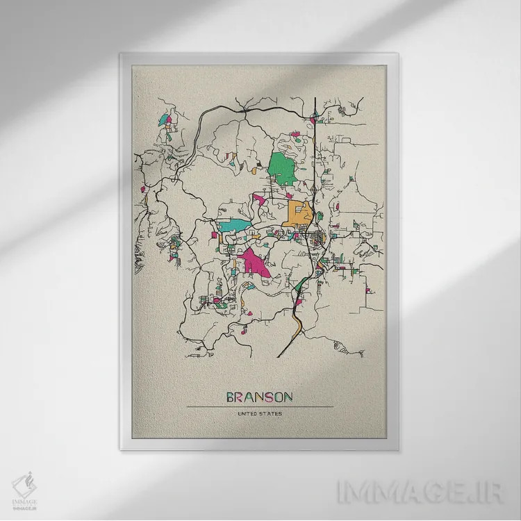 تابلو نقشه برنسون، میزوری اثر آیشه دنیز آکِرمان - نمای قابدار سفید