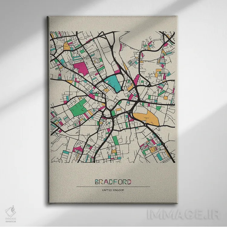 تابلو نقشه برادفورد، انگلستان اثر آیشه دنیز آکِرمان - نمای روبهرو روی دیوار