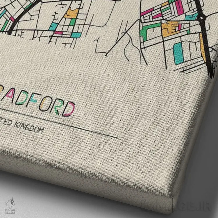 تابلو نقشه برادفورد، انگلستان اثر آیشه دنیز آکِرمان - نمای نزدیک بافت بوم