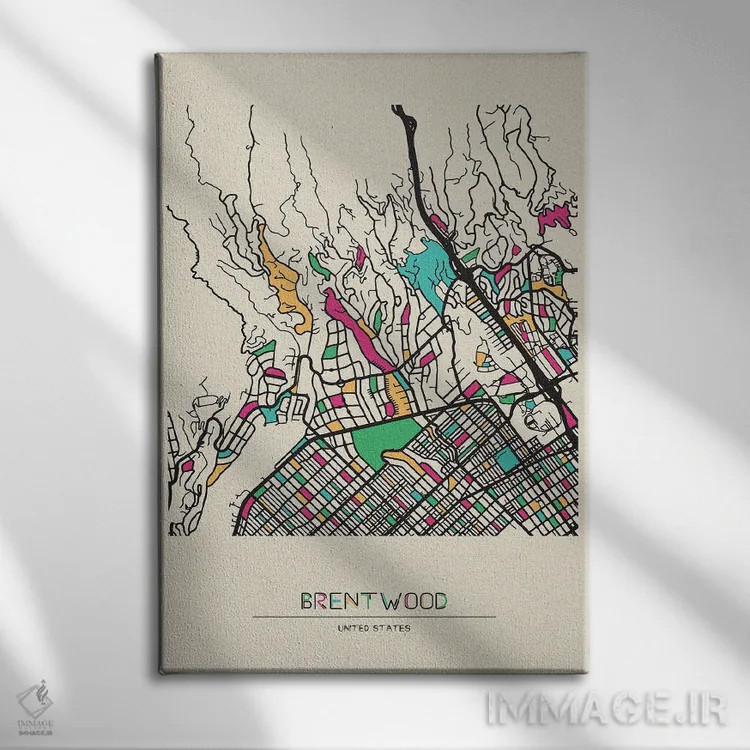 تابلو نقشه برنتوود، لس آنجلس اثر آیشه دنیز آکِرمان - نمای روبهرو روی دیوار