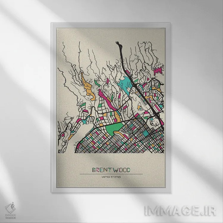 تابلو نقشه برنتوود، لس آنجلس اثر آیشه دنیز آکِرمان - نمای قابدار سفید