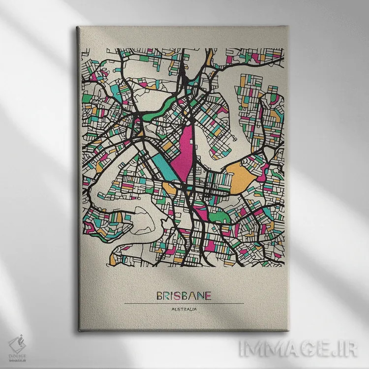 تابلو نقشه بریزبین، استرالیا اثر آیشه دنیز آکِرمان - نمای روبهرو روی دیوار