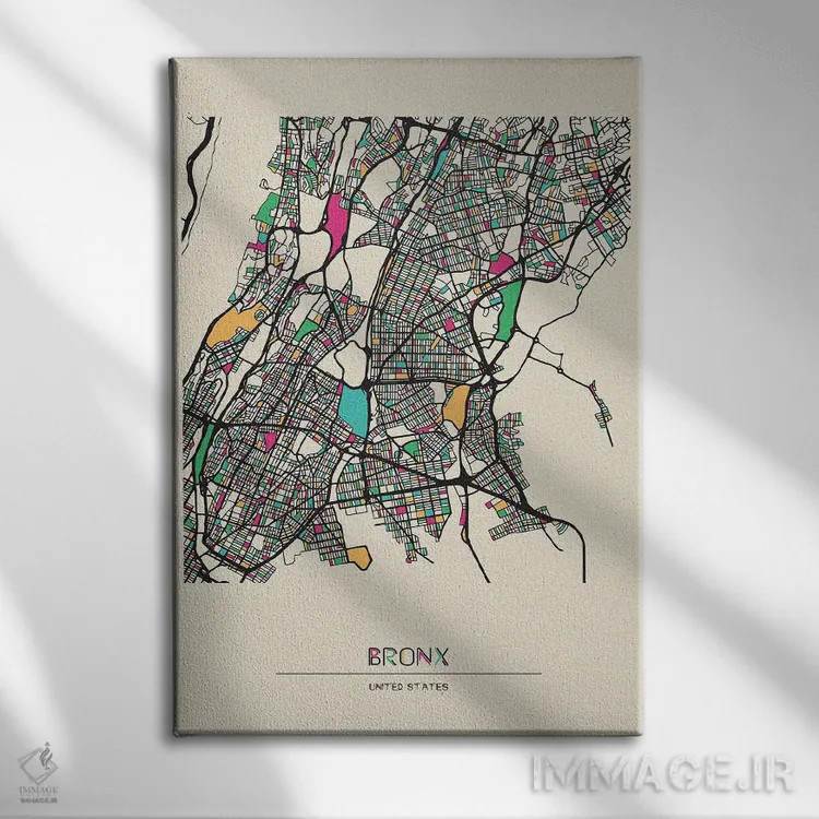تابلو نقشه برانکس، نیویورک اثر آیشه دنیز آکِرمان - نمای روبهرو روی دیوار