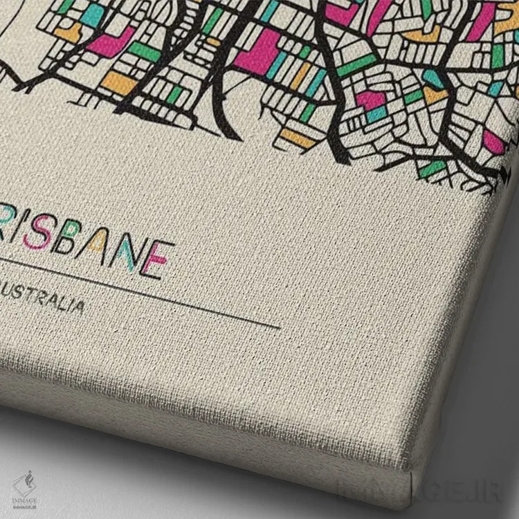 تابلو نقشه بریزبین، استرالیا اثر آیشه دنیز آکِرمان - نمای نزدیک بافت بوم