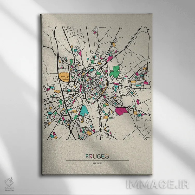 تابلو نقشه بروژ، بلژیک اثر آیشه دنیز آکِرمان - نمای روبهرو روی دیوار