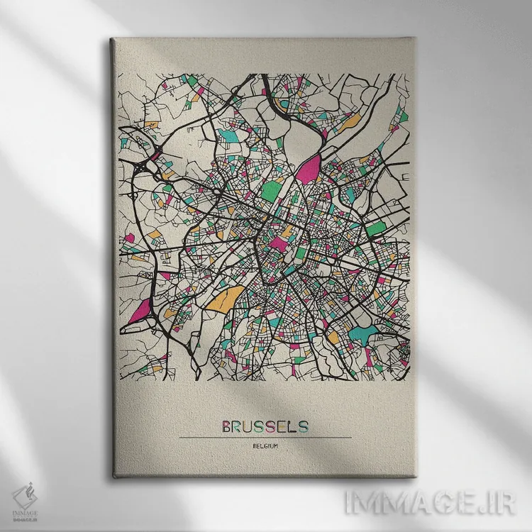 تابلو نقشه بروکسل، بلژیک اثر آیشه دنیز آکِرمان - نمای روبهرو روی دیوار