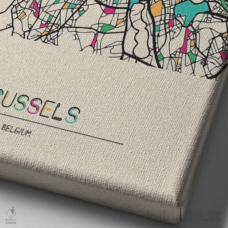 تابلو نقشه بروکسل، بلژیک اثر آیشه دنیز آکِرمان - نمای نزدیک بافت بوم