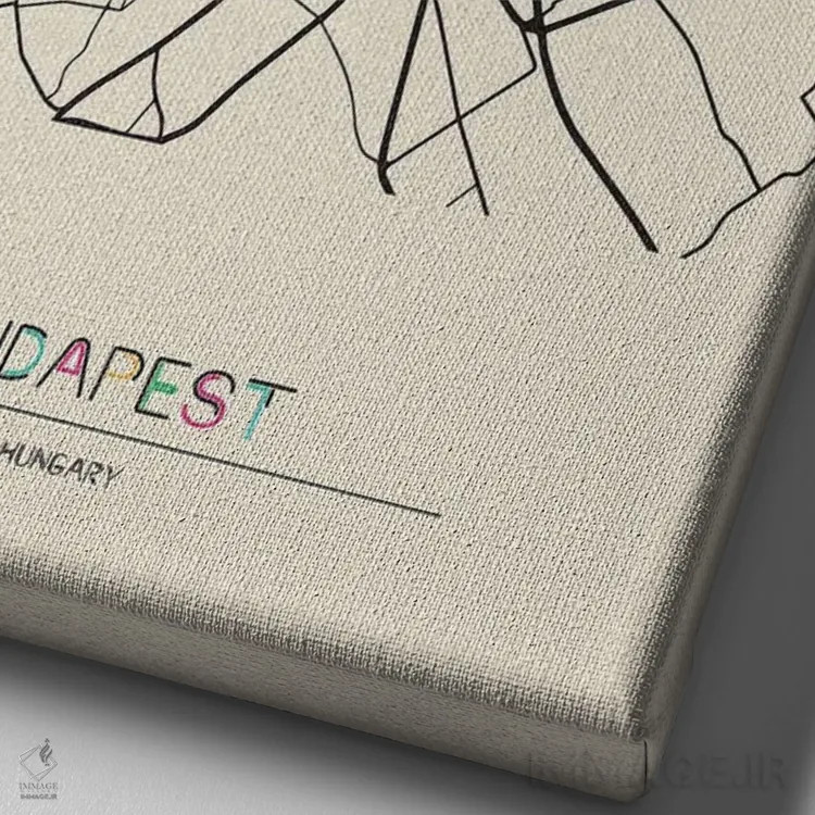 تابلو نقشه بوداپست، مجارستان اثر آیشه دنیز آکِرمان - نمای نزدیک بافت بوم