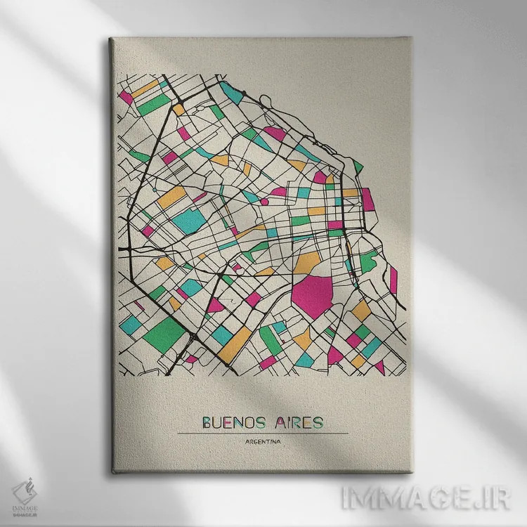 تابلو نقشه بوئنوس آیرس، آرژانتین اثر آیشه دنیز آکِرمان - نمای روبهرو روی دیوار