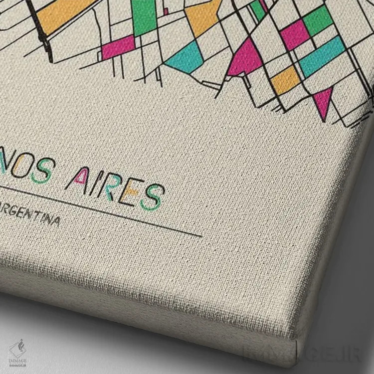 تابلو نقشه بوئنوس آیرس، آرژانتین اثر آیشه دنیز آکِرمان - نمای نزدیک بافت بوم