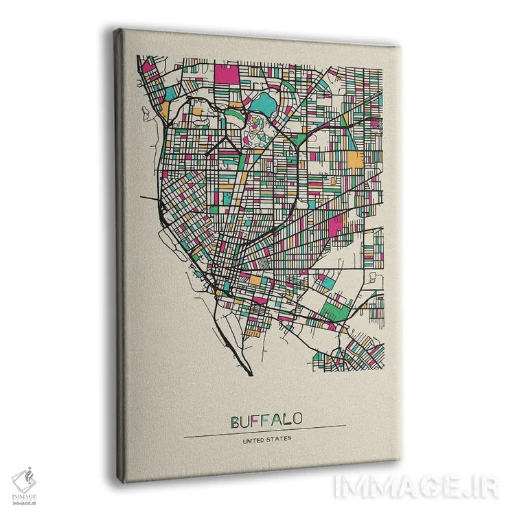 تابلو نقشه بوفالو، نیویورک (آمریکا) اثر آیشه دنیز آکِرمان - نمای پرسپکتیو محصول