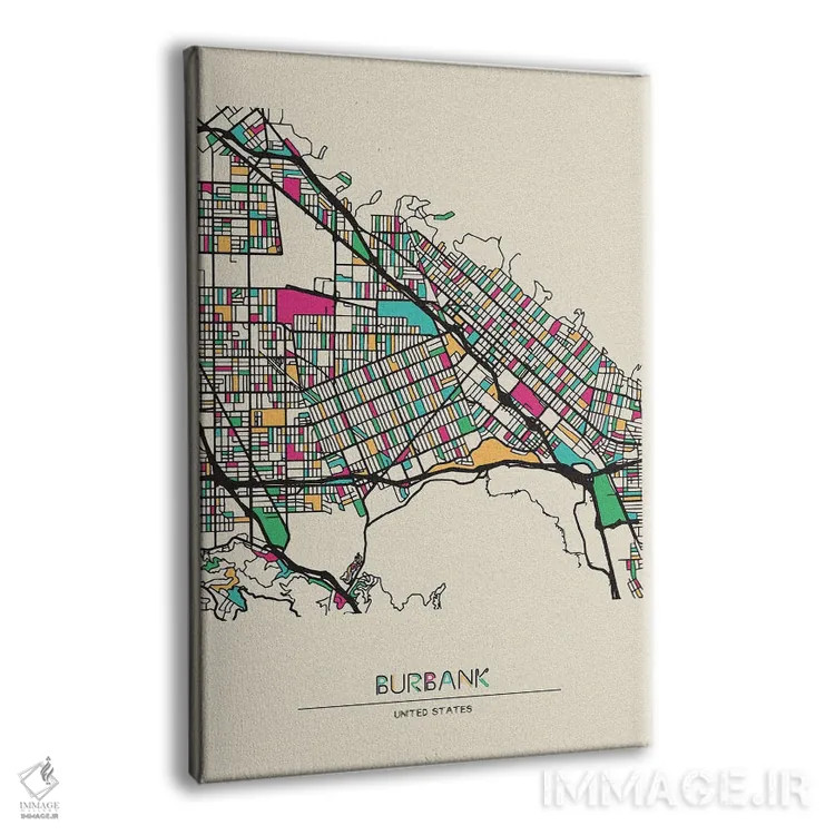 تابلو نقشه بربنک، کالیفرنیا اثر آیشه دنیز آکِرمان - نمای پرسپکتیو محصول