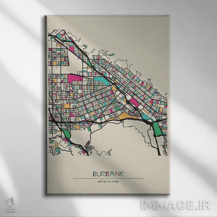 تابلو نقشه بربنک، کالیفرنیا اثر آیشه دنیز آکِرمان - نمای روبهرو روی دیوار