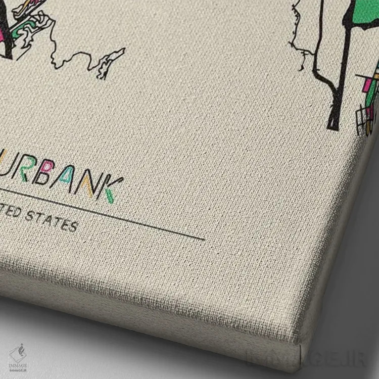 تابلو نقشه بربنک، کالیفرنیا اثر آیشه دنیز آکِرمان - نمای نزدیک بافت بوم