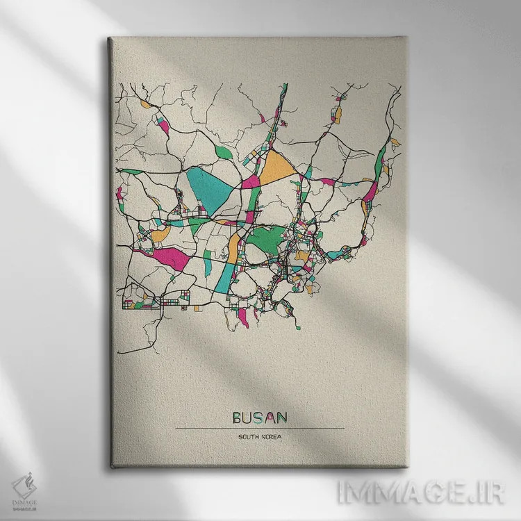 تابلو نقشه بوسان، کره جنوبی اثر آیشه دنیز آکِرمان - نمای روبهرو روی دیوار