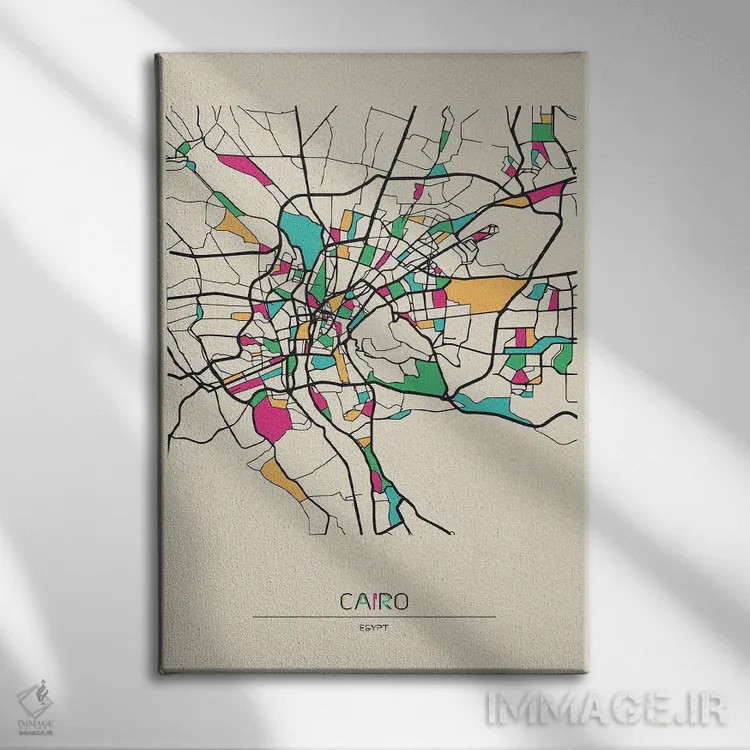 تابلو نقشه قاهره، مصر اثر آیشه دنیز آکِرمان - نمای روبهرو روی دیوار