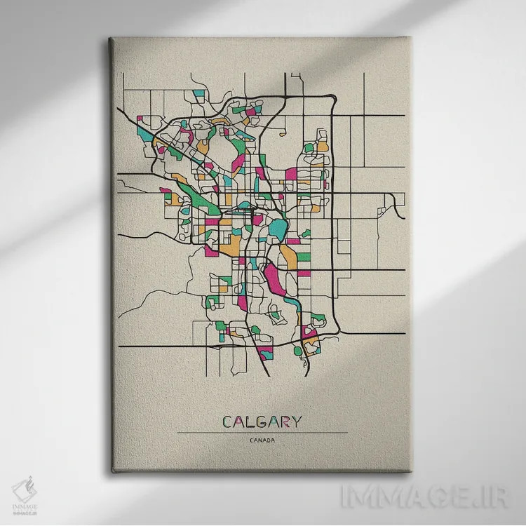 تابلو نقشه کلگری، کانادا اثر آیشه دنیز آکِرمان - نمای روبهرو روی دیوار