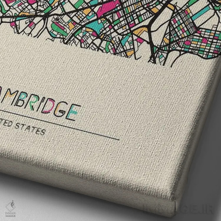 تابلو نقشه کمبریج، ماساچوست اثر آیشه دنیز آکِرمان - نمای نزدیک بافت بوم