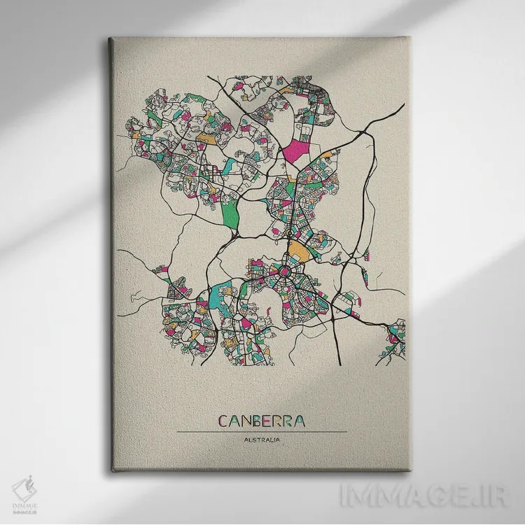 تابلو نقشه کانبرا، استرالیا اثر آیشه دنیز آکِرمان - نمای روبهرو روی دیوار