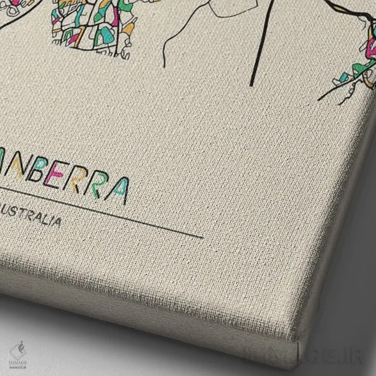 تابلو نقشه کانبرا، استرالیا اثر آیشه دنیز آکِرمان - نمای نزدیک بافت بوم