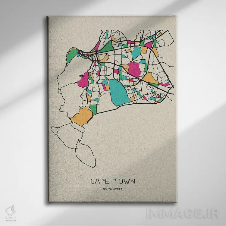 تابلو نقشه کیپتاون، آفریقای جنوبی اثر آیشه دنیز آکِرمان - نمای روبهرو روی دیوار