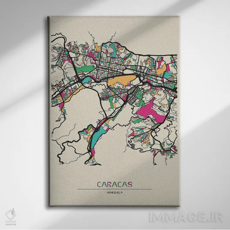 تابلو نقشه کاراکاس، ونزوئلا اثر آیشه دنیز آکِرمان - نمای روبهرو روی دیوار