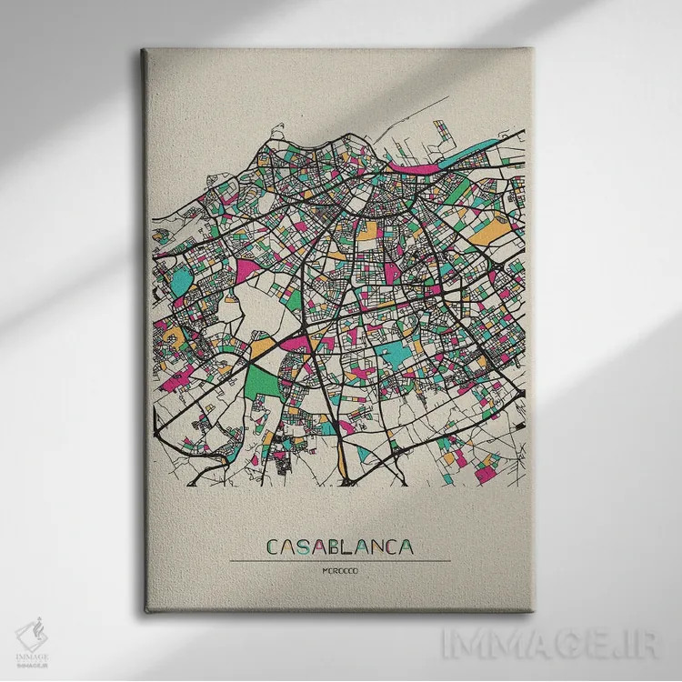 تابلو نقشه کازابلانکا، مراکش اثر آیشه دنیز آکِرمان - نمای روبهرو روی دیوار