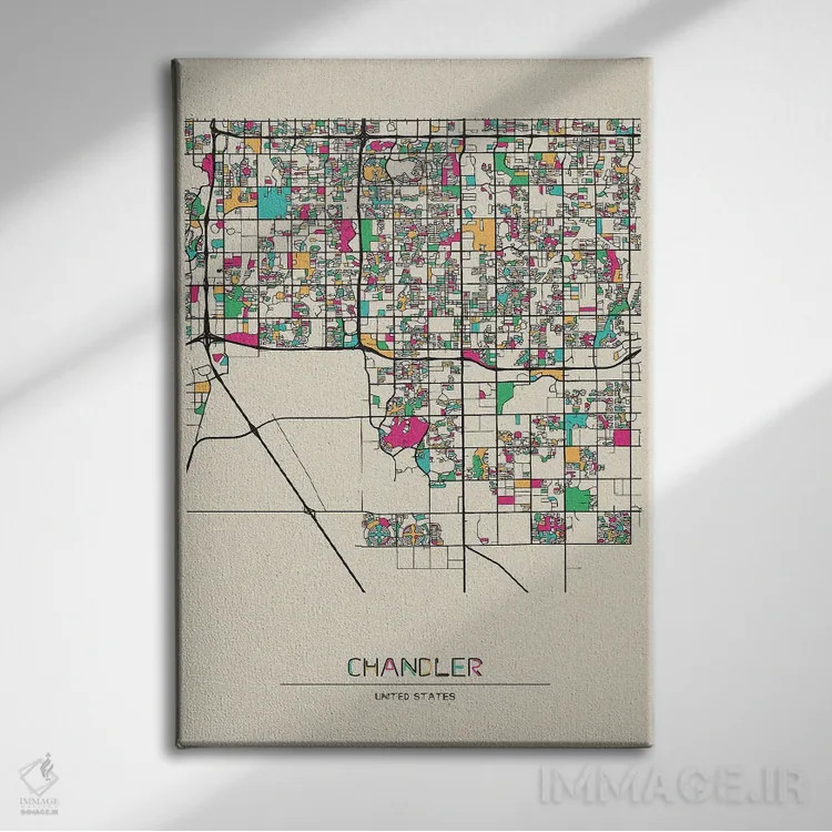 تابلو نقشه چندلر، آریزونا اثر آیشه دنیز آکِرمان - نمای روبهرو روی دیوار