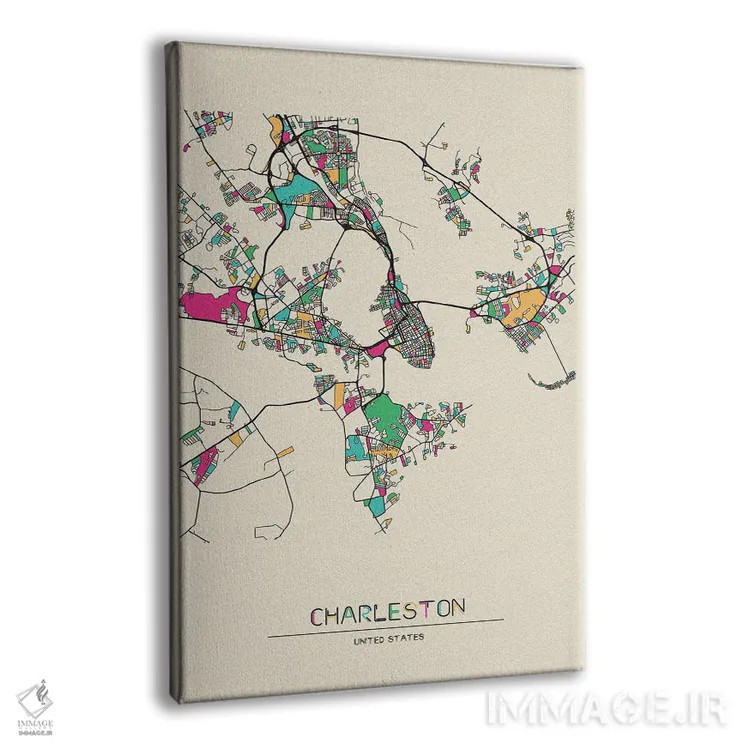 تابلو نقشه چارلستون، کارولینای جنوبی اثر آیشه دنیز آکِرمان - نمای پرسپکتیو محصول