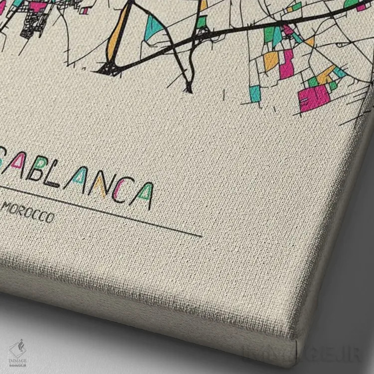 تابلو نقشه کازابلانکا، مراکش اثر آیشه دنیز آکِرمان - نمای نزدیک بافت بوم