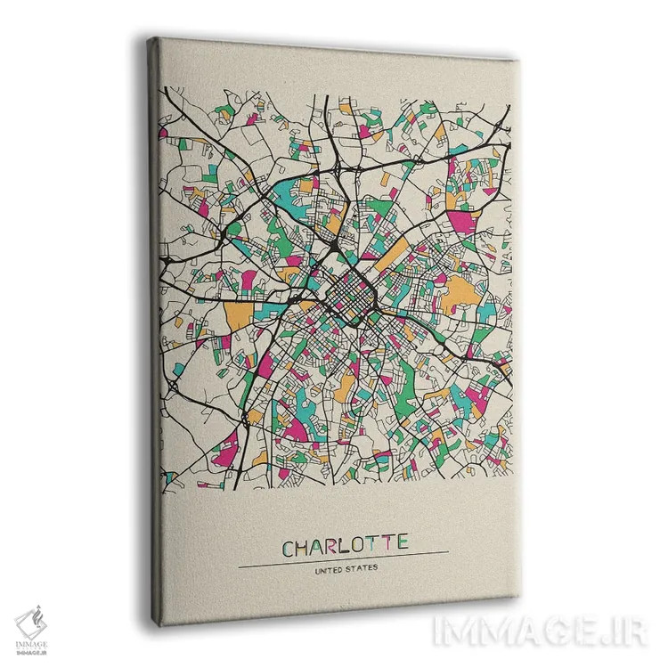 تابلو نقشه شارلوت، کارولینای شمالی اثر آیشه دنیز آکِرمان - نمای پرسپکتیو محصول