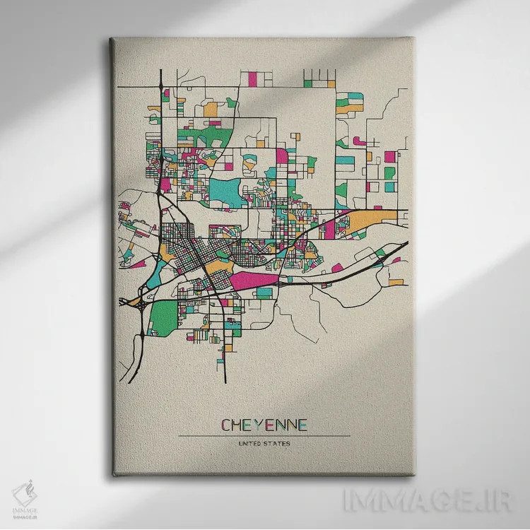 تابلو نقشه شاین، وایومینگ اثر آیشه دنیز آکِرمان - نمای روبهرو روی دیوار