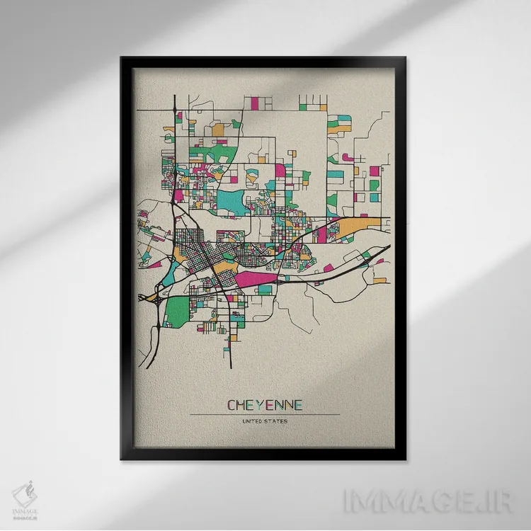 تابلو نقشه شاین، وایومینگ اثر آیشه دنیز آکِرمان - نمای قابدار مشکی