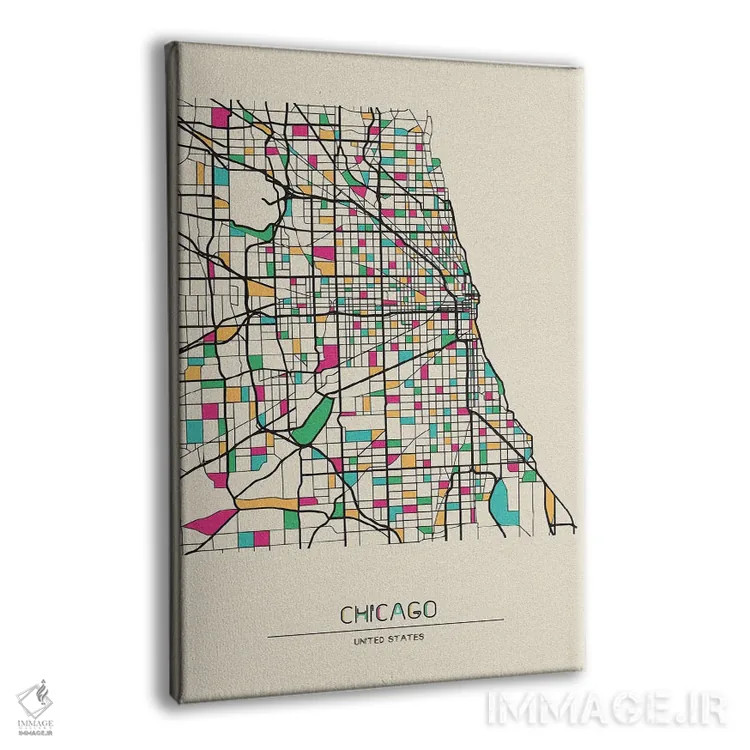 تابلو نقشه شیکاگو، ایلینوی اثر آیشه دنیز آکِرمان - نمای پرسپکتیو محصول