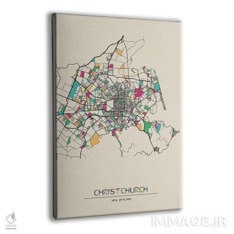 تابلو نقشه کرایستچرچ، نیوزیلند اثر آیشه دنیز آکِرمان - نمای پرسپکتیو محصول
