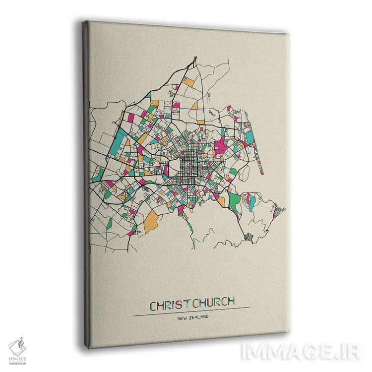 تابلو نقشه کرایستچرچ، نیوزیلند اثر آیشه دنیز آکِرمان - نمای پرسپکتیو محصول