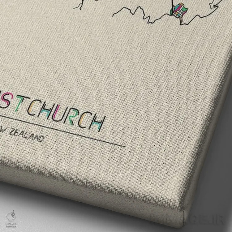 تابلو نقشه کرایستچرچ، نیوزیلند اثر آیشه دنیز آکِرمان - نمای نزدیک بافت بوم