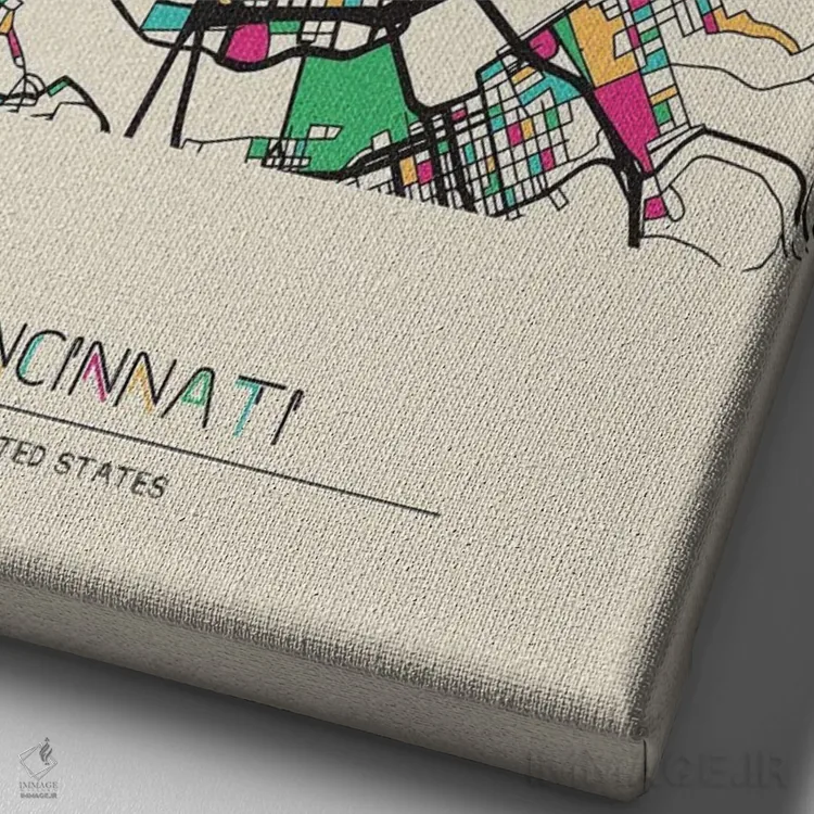 تابلو نقشه سینسیناتی، اوهایو اثر آیشه دنیز آکِرمان - نمای نزدیک بافت بوم