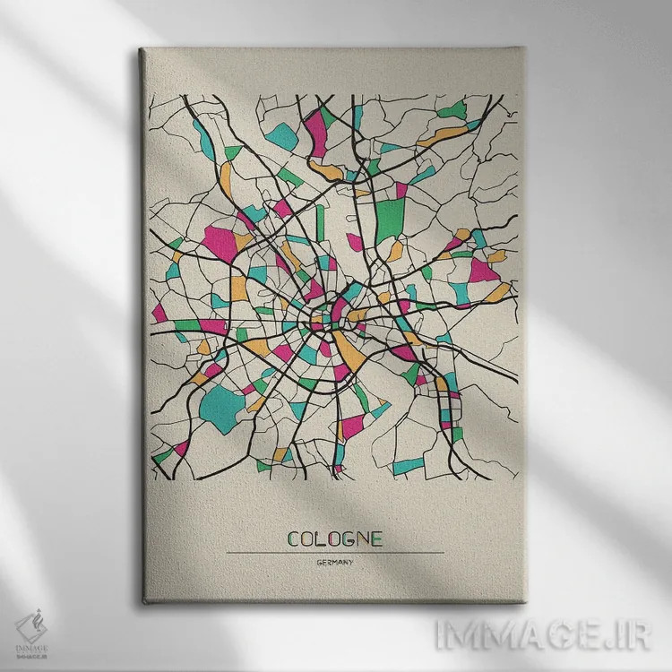 تابلو نقشه کلن، آلمان اثر آیشه دنیز آکِرمان - نمای روبهرو روی دیوار