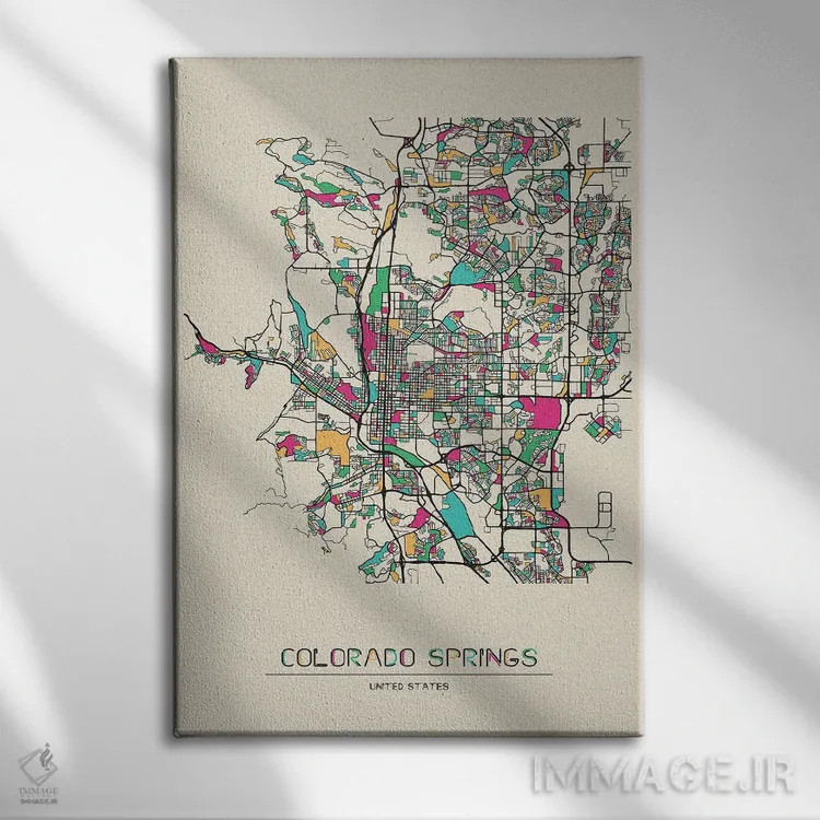 تابلو نقشه کلرادو اسپرینگز، کلرادو اثر آیشه دنیز آکِرمان - نمای روبهرو روی دیوار