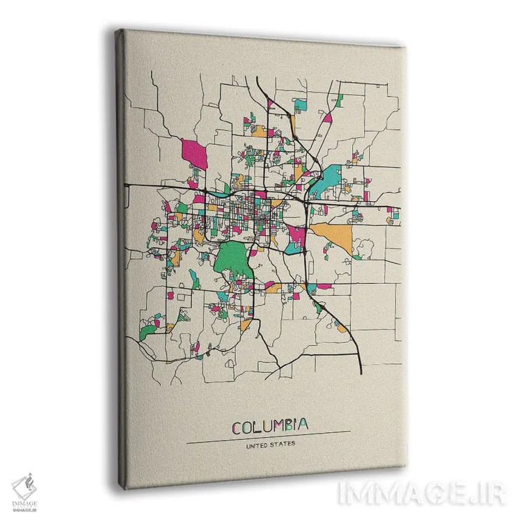 تابلو نقشه کلمبیا، میسوری اثر آیشه دنیز آکِرمان - نمای پرسپکتیو محصول