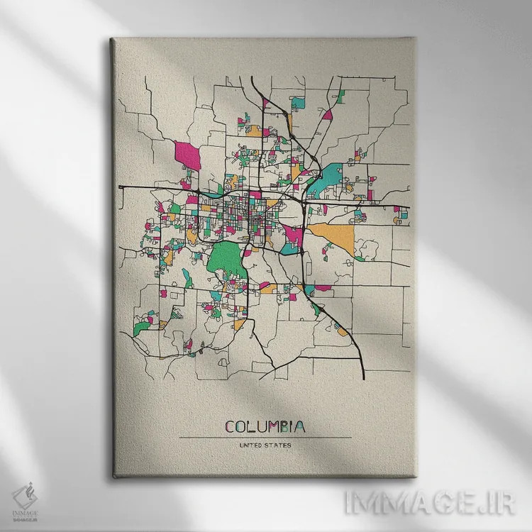 تابلو نقشه کلمبیا، میسوری اثر آیشه دنیز آکِرمان - نمای روبهرو روی دیوار