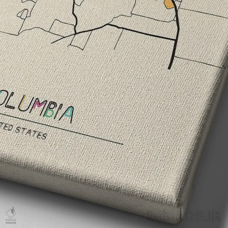 تابلو نقشه کلمبیا، میسوری اثر آیشه دنیز آکِرمان - نمای نزدیک بافت بوم