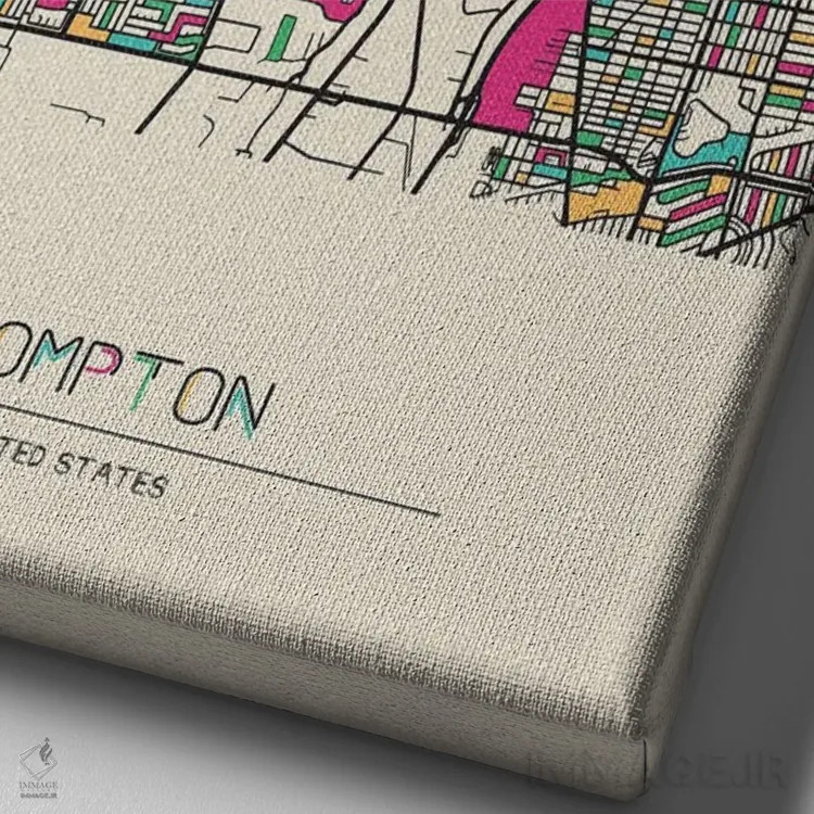 تابلو نقشه کامپتون، کالیفرنیا اثر آیشه دنیز آکِرمان - نمای نزدیک بافت بوم